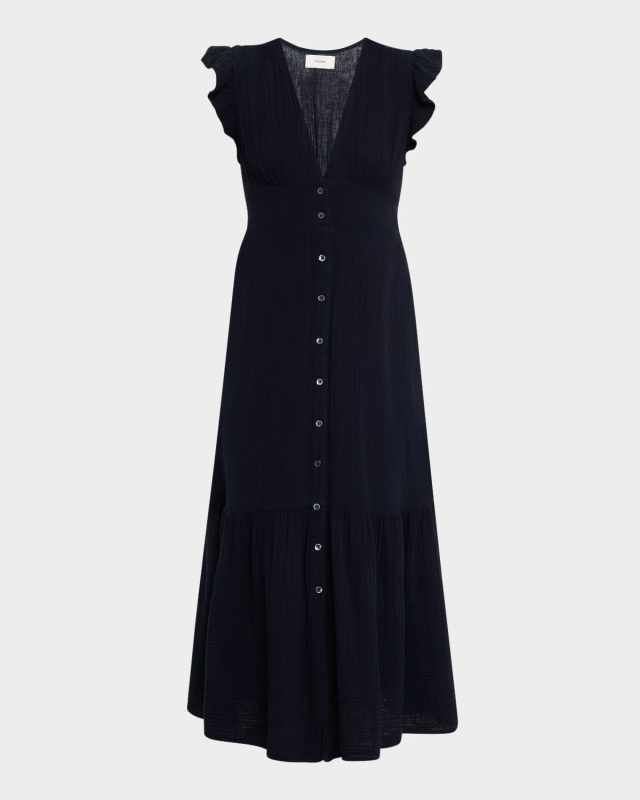 Davana Ruffle Cotton Gauze Midi Dress